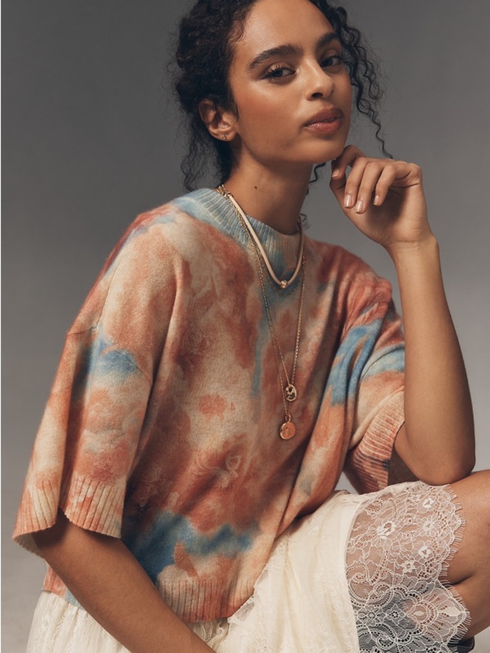 Anthropologie The Goldie Crew-Neck Cashmere Sweater in Romantic Print Size M